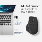 Image de ACT Souris sans fil multi-connexion Bluetooth ou récepteur USB-A, 2400 DPI avec clic silencieux, écologique (AC5146)