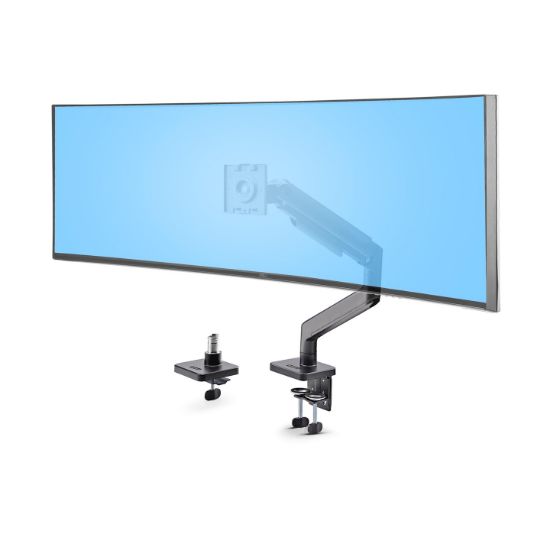 Image de StarTech.com Support de Bureau pour Écrans Incurvés Jusqu'à 49 Pouces 32:9 Ultrawide, Bras à Ressort Mécanique pour Moniteur, Pince en C/Oeillet, Réglage Sans Outil, ... (H1M1AG1-MONITOR-ARM)