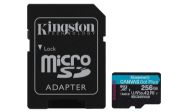 Image de Kingston Technology Carte microSDXC Canvas Go Plus Gen4 200 Mo/s A2 U3 V30 256 Go + adaptateur (SDCG4/256GB)