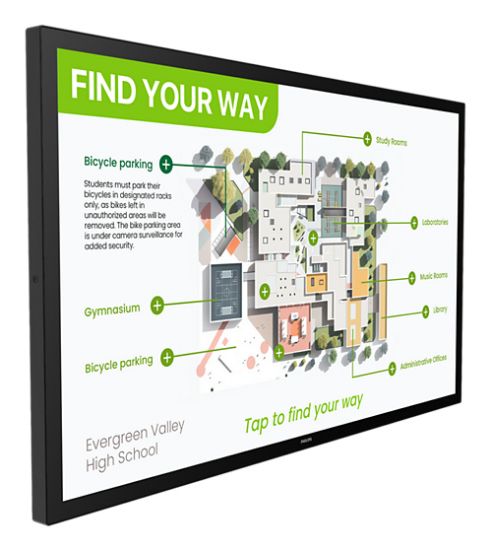 Image de Philips 3000 series Écran d'affichage dynamique Écran plat interactif 138,4 cm (54.5") LCD Wifi 450 cd/m² 4K Ultra HD Noir Écran tactile Intégré dans le processeur Android (55BDL3751T/00)