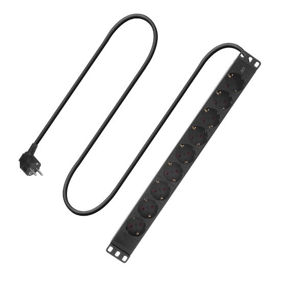 Image de ACT Rallonge PDU 19" CEE7/7 avec 8 prises de type F et interrupteur marche/arrêt, 2.5m H05VV-F 3G1.5 (PD3005)