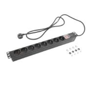Image de ACT Rallonge PDU 19" CEE7/7 avec 8 prises de type F et interrupteur marche/arrêt, 2.5m H05VV-F 3G1.5 (PD3005)