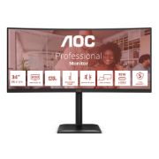 Image de AOC E4 écran plat de PC 86,4 cm (34") 3440 x 1440 pixels UltraWide Quad HD LCD Noir (CU34E4CV)