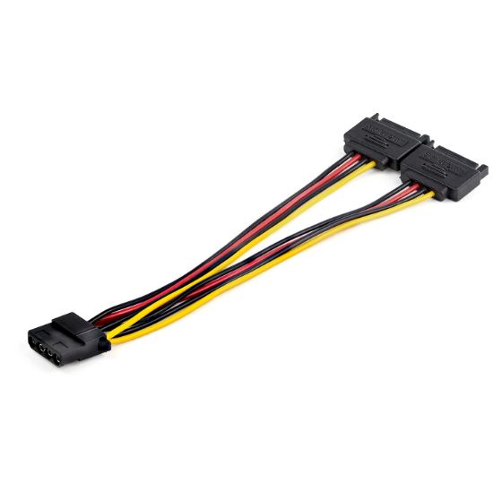 Image de StarTech.com Répartiteur d'adaptateur alimentation SATA vers LP4 - Câble LP4 à 4 broches vers Y double périphérique SATA - Gaine PVC - Fil 18 AWG (DSATPMOLP4)