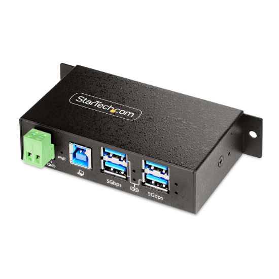 Image de StarTech.com Hub USB 3.0 4 Ports avec 4x USB-A, Boîtier Industriel en Métal, Hub USB 4 ports avec Protection ESD, Montage Mural, sur Table ou sur Rail, USB 3.0/3.1/3. ... (5G4AINDRM-USB-A-HUB)