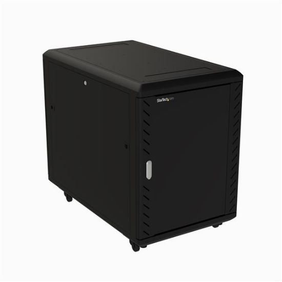 Image de StarTech.com Armoire Rack Serveur 15U à 4 Montants, Armoire Verrouillable 19" pour Ordinateur/AV/Équipement IT, Rack Réseau pour Bureau/Domicile avec Roulettes et Rails de Mont ... (RK1536BKF)