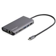 Image de StarTech.com Adaptateur Multiport USB-C - Mini Dock USB-C avec 4K HDMI ou 1080p VGA - Hub 3x USB 3.0, SD, GbE, Audio, 100W PD Pass-Through - Station d'Accueil pour PC Portab ... (DKT30CHVAUSP)