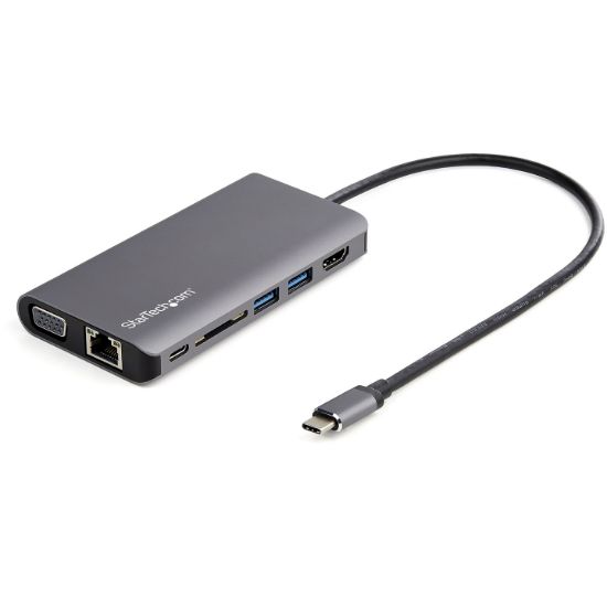 Image de StarTech.com Adaptateur Multiport USB-C - Mini Dock USB-C avec 4K HDMI ou 1080p VGA - Hub 3x USB 3.0, SD, GbE, Audio, 100W PD Pass-Through - Station d'Accueil pour PC Portab ... (DKT30CHVAUSP)