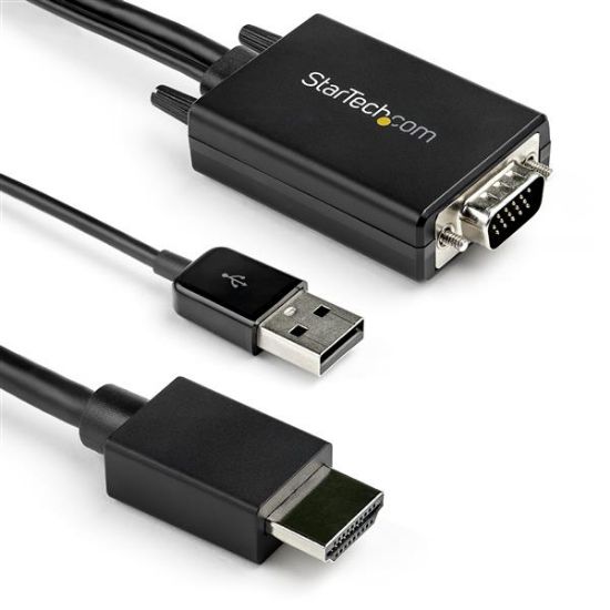 Image de StarTech.com Câble adaptateur VGA vers HDMI - 2 m - 1080p - Audio USB - Alimenté par USB (VGA2HDMM2M)