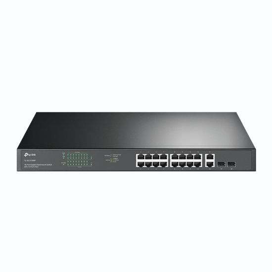 Image de TP-Link commutateur réseau Non-géré Gigabit Ethernet (10/100/1000) Connexion Ethernet, supportant l'alimentation via ce port (PoE) 1U Noir (TL-SG1218MP)