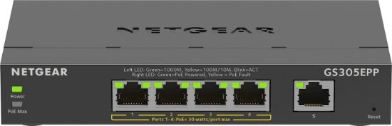 Image de NETGEAR 5-Port Gigabit Ethernet High-Power PoE+ Plus Switch (GS305EPP) Géré L2/L3 Gigabit Ethernet (10/100/1000) Connexion Ethernet, supportant l'alimentation via ce port ... (GS305EPP-100PES)