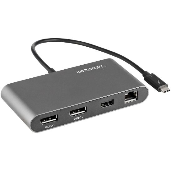 Image de StarTech.com Mini Station d'Accueil Thunderbolt 3 - Dock Portable pour Deux Écrans avec DP 4K 60Hz, 1x hub USB-A (USB 3.0/5 Gbps), GbE - Câble de 28 cm - Adaptateur Multiport ... (TB3DKM2DPL)