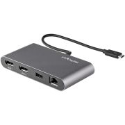Image de StarTech.com Mini Station d'Accueil Thunderbolt 3 - Dock Portable pour Deux Écrans avec DP 4K 60Hz, 1x hub USB-A (USB 3.0/5 Gbps), GbE - Câble de 28 cm - Adaptateur Multiport ... (TB3DKM2DPL)