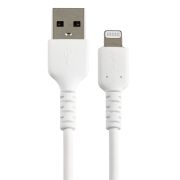 Image de StarTech.com Câble USB-A vers Lightning Blanc Robuste 30cm - Câble de Charge/Synchronisation de Type A vers Lightning en Fibre Aramide - iPad/iPhone 12 - Certifié Apple MFi (RUSBLTMM30CMW)