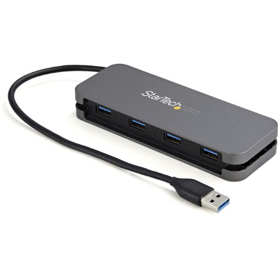 Image de StarTech.com Hub USB 3.0 à 4 Ports - USB-A vers 4x USB-A - Mini Hub USB 3.2 Gen 1 Type-A SuperSpeed 5Gbps - Alimenté par Bus - Concentrateur USB avec Câble Long de 28cm et Gest ... (HB30AM4AB)