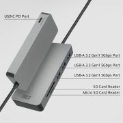 Image de ACT hub & concentrateur USB 3.2 Gen 1 (3.1 Gen 1) Type-C 5000 Mbit/s Gris (AC7050)