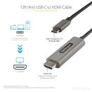 Image de StarTech.com Câble USB C vers HDMI 4K 60Hz HDR10 4m - Câble Adaptateur Vidéo Ultra HD USB Type-C vers HDMI 4K 2.0b - Convertisseur Graphique USB-C vers HDMI HDR - DP 1.4 Alt ... (CDP2HDMM4MH)