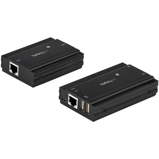 Image de StarTech.com Hub USB 2.0 sur Câble Ethernet CAT5e/CAT6 Unique (RJ45) - 4 Ports - 100m - Concentrateur Extension USB - Boitier Métal - Alimentation Externe - 480 Mbps (USB2004EXT100)