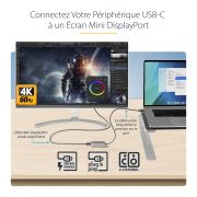 Image de StarTech.com Adaptateur USB C vers Mini DisplayPort - Dongle USB-C 4K 60Hz vers mDP - USB Type-C vers Écran Mini DP - Convertisseur Graphique - Compatible Thunderbolt 3 - Câble ... (CDP2MDPEC)