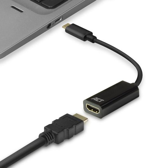 Image de ACT câble vidéo et adaptateur 0,15 m USB Type-C HDMI Type A (Standard) Noir (AC7305)