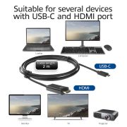 Image de ACT câble vidéo et adaptateur 2 m USB Type-C HDMI Type A (Standard) Noir (AC7315)