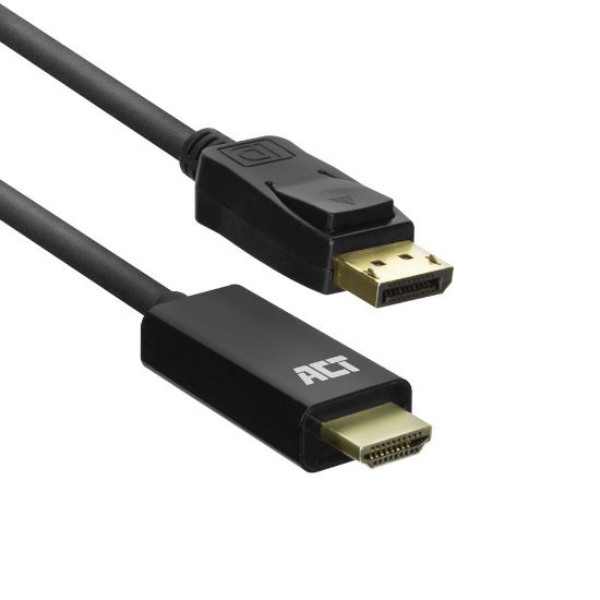 Image de ACT câble vidéo et adaptateur 1,8 m DisplayPort HDMI Type A (Standard) Noir (AC7550)