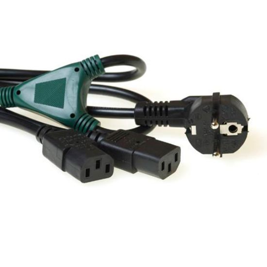 Image de ACT 230V splitcable schuko male - 2 x C13 Noir 1 m (AK5050)