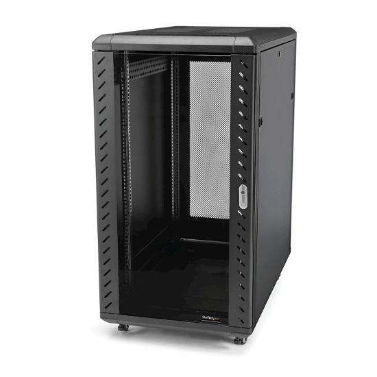 Image de StarTech.com Armoire Rack Serveur 32U à 4 Montants, Armoire Verrouillable 19" pour Ordinateur/AV/Équipement IT, Rack Réseau pour Bureau/Domicile avec Roulettes et Rails de Mont ... (RK3236BKF)