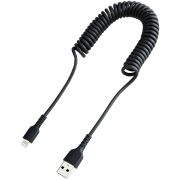 Image de StarTech.com Câble USB vers Lightning de 1m - Certifié Mfi - Adaptateur USB Lightning Noir, Gaine durable en TPE - Cordon Chargeur Iphone/Lightning Spiralé en Fibre Aramide ... (RUSB2ALT1MBC)