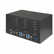 Image de StarTech.com Commutateur KVM DisplayPort 2 Ports pour 3 Moniteurs - 4K 60Hz UHD HDR - KVM de Bureau DP 1.2 avec Hub USB 3.0 2 ports (5Gbps) et 4 Ports USB 2.0 HID, Audio - C ... (SV231TDPU34K)