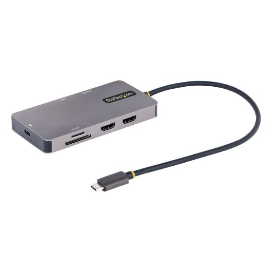 Image de StarTech.com Adaptateur Multiport USB C - Vidéo Double HDMI 4K 60Hz - Hub USB-A 5 Gbps à 2 Ports, 100W Power Delivery Pass-Through, GbE, SD/Micro SD, Station d'Accuei ... (120B-USBC-MULTIPORT)
