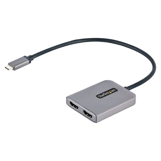 Image de StarTech.com Adaptateur USB-C vers Double HDMI, Hub USB Type-C Multi-Moniteur MST, Double Écran HDMI 4K 60Hz pour Ordinateur Portable Extender / Splitter, HDR, Câble Intégré ... (MST14CD122HD)