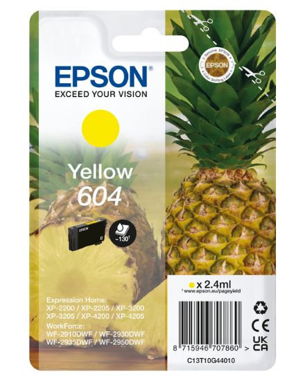Image de Epson 604 cartouche d'encre 1 pièce(s) Original Rendement standard Jaune (C13T10G44010)