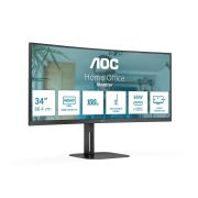 Image de AOC V5 écran plat de PC 86,4 cm (34") 3440 x 1440 pixels Wide Quad HD LED Noir (CU34V5C/BK)