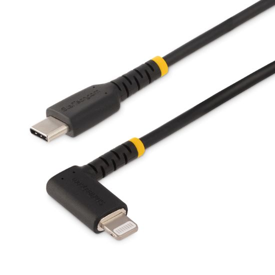 Image de StarTech.com Câble USB-C vers Lightning de 1m - Cordon de Charge/Syncronisation USB Type-C vers Lightning en Fibre Aramide à Angle Droit - Chargeur USB C à Lightning - Cert ... (RUSB2CLTMM1MR)