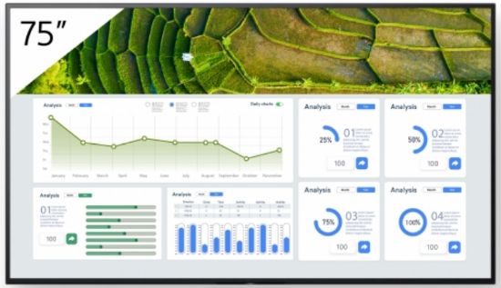 Image de Sony Écran d'affichage dynamique Écran plat de signalisation numérique 190,5 cm (75") LCD Wifi 440 cd/m² 4K Ultra HD Noir Android 24/7 (FW-75BZ30L)