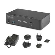 Image de StarTech.com Switch KVM DisplayPort 2 Ports - 8K 60H/4K 144Hz, Écran Unique, DisplayPort 1.4, 2 Ports USB 3.0, 4x USB 2.0 HID, Commutateur KVM, Commutation par Bouton ... (D86A2-2-PORT-8K-KVM)