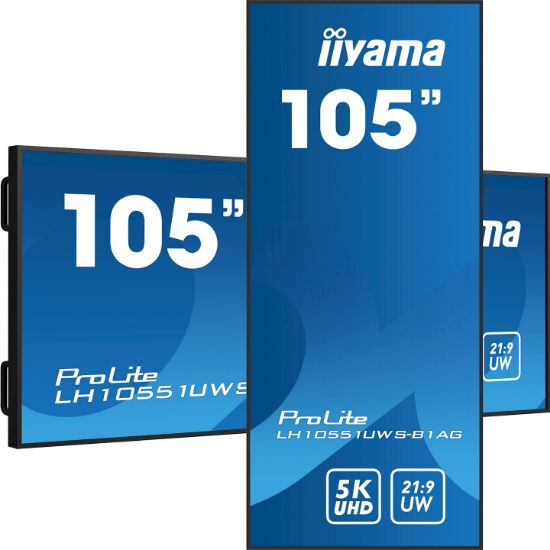 Image de iiyama Écran d'affichage dynamique Écran plat de signalisation numérique 2,66 m (104.7") LED 500 cd/m² UltraWide 5K HD Noir 24/7 (LH10551UWS-B1AG)
