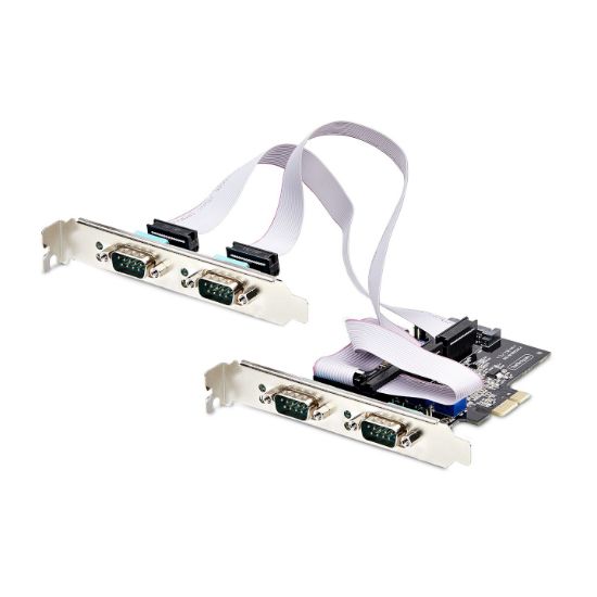 Image de StarTech.com Carte Série PCI Express à 4 Ports - Adaptateur/Carte PCIe à 4 Ports vers RS232/RS422/RS485 (DB9), Support Bas-Profil Inclus, UART 16C1050, Windows/Linux, ... (PS74ADF-SERIAL-CARD)