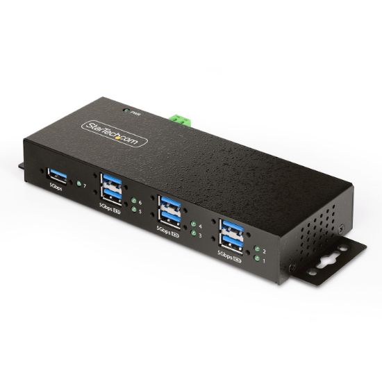 Image de StarTech.com Hub USB 3.0 7 Ports avec 7x USB-A, Boîtier Industriel en Métal, Hub USB 7 ports avec Protection ESD, Montage Mural, sur Table ou sur Rail, USB 3.0/3.1/3. ... (5G7AINDRM-USB-A-HUB)