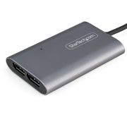 Image de StarTech.com Adaptateur Thunderbolt 3 vers Dual DisplayPort DP 1.4 - Adaptateur Thunderbolt 3 vers Double 4K 60Hz DP ou Single Vidéo 8K/5K - TB3 vers Double Écran DisplayPort - ... (TB32DP14)