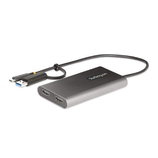 Image de StarTech.com Adaptateur USB-C vers Double HDMI - USB-C ou A vers 2x HDMI - 4K 60Hz - 100W Power Delivery Pass-Through - Adaptateur Vidéo avec Câble Intégré de 30cm - Conve ... (109B-USBC-HDMI)