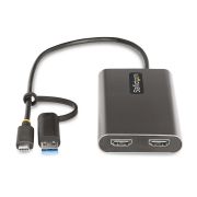 Image de StarTech.com Adaptateur USB-C vers Double HDMI - USB-C ou A vers 2x HDMI - 4K 60Hz - 100W Power Delivery Pass-Through - Adaptateur Vidéo avec Câble Intégré de 30cm - Conve ... (109B-USBC-HDMI)