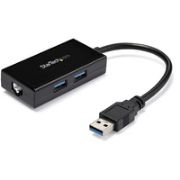 Image de StarTech.com Adaptateur réseau USB 3.0 vers Gigabit Ethernet avec hub USB 3.0 à 2 ports (USB31000S2H)