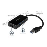 Image de StarTech.com Adaptateur réseau USB 3.0 vers Gigabit Ethernet avec hub USB 3.0 à 2 ports (USB31000S2H)