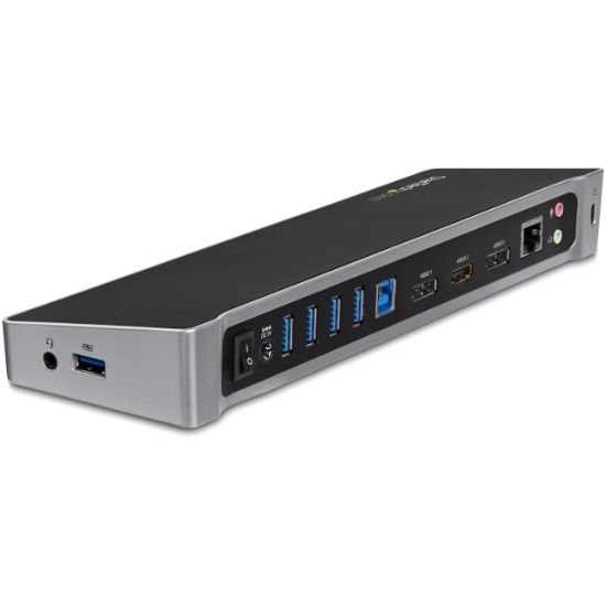Image de StarTech.com Station d'Accueil USB 3.0 à 3 Écrans avec 2x 4K DisplayPort et HDMI - Hub USB-A à 5 Ports (1x Fast-Charge), Audio 3,5 mm, GbE - Docking Station Universelle USB ... (USB3DOCKH2DP)