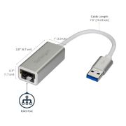 Image de StarTech.com Adaptateur réseau USB 3.0 vers Gigabit Ethernet - Argent (USB31000SA)