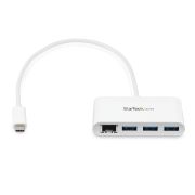 Image de StarTech.com Hub USB-C à 3 ports avec Gigabit Ethernet - USB 3.0 (5Gbps) - USB-C vers 3x USB-A - Blanc (HB30C3A1GEA)