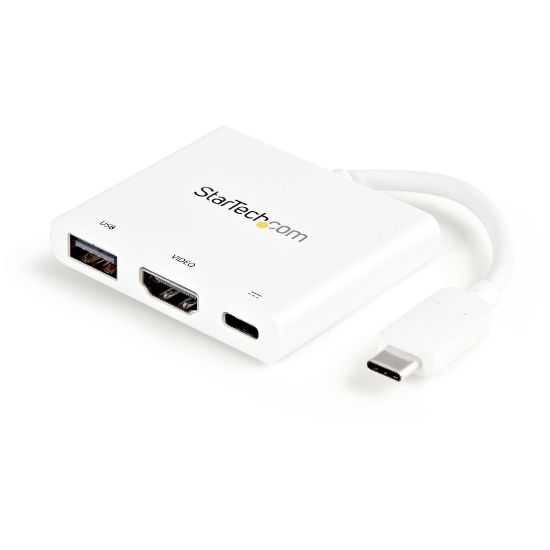 Image de StarTech.com Adaptateur multiport USB-C vers HDMI 4K avec USB Power Delivery et port USB-A - Blanc (CDP2HDUACPW)