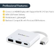 Image de StarTech.com Adaptateur multiport USB-C vers HDMI 4K avec USB Power Delivery et port USB-A - Blanc (CDP2HDUACPW)
